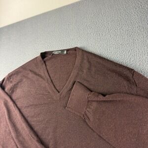 Ermenegildo Zegna Sweater Men's 2XL (56) Burgundy Cashmere Silk Blend Pullover